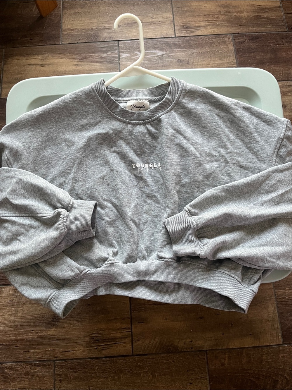 YoungLA Gray Cropped Crewneck Sweatshirt